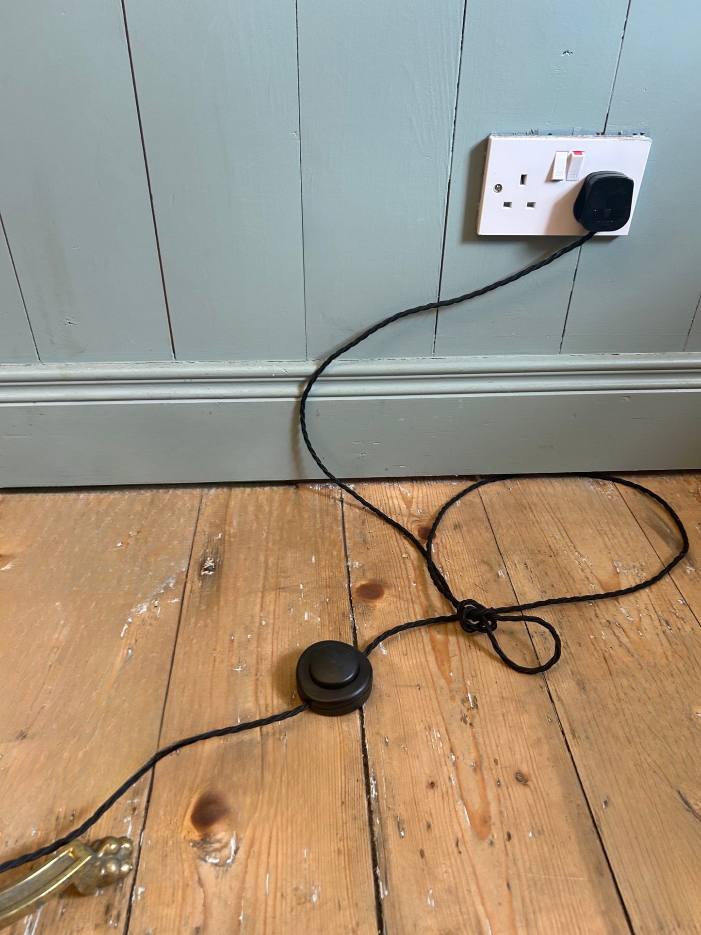 Pair of Brass Standard Lamps with Ivory Shades