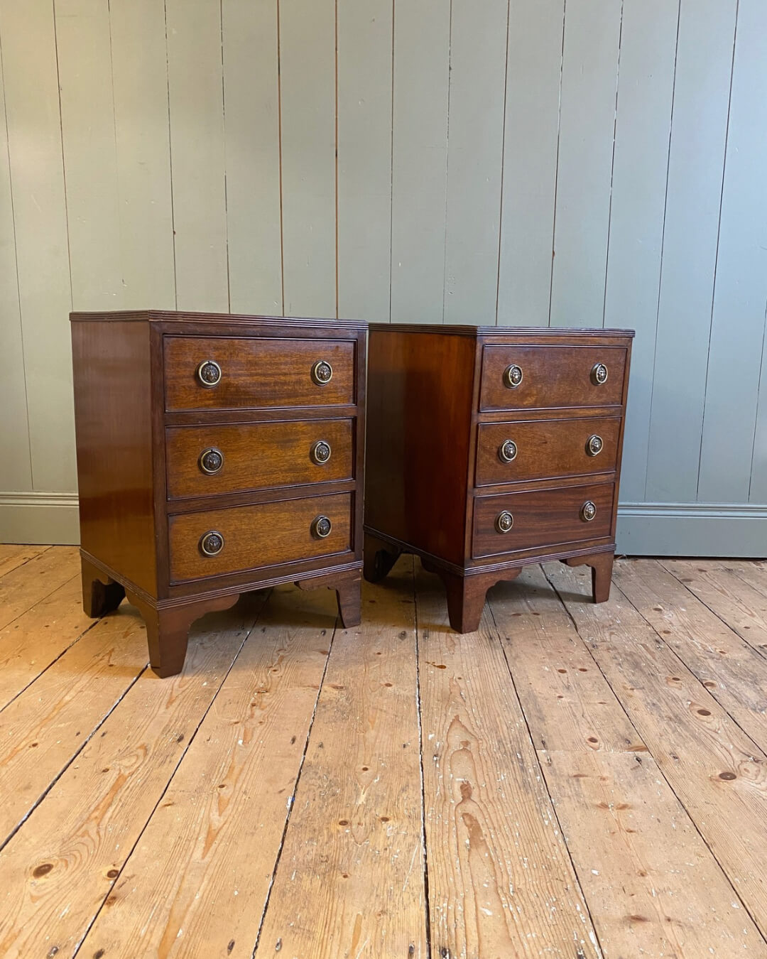 Pair of George lll style mahogany bedside chests