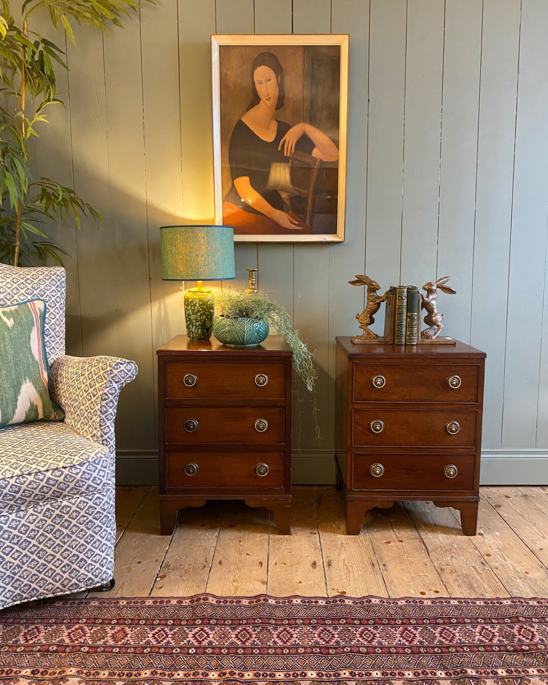 Pair of George lll style mahogany bedside chests