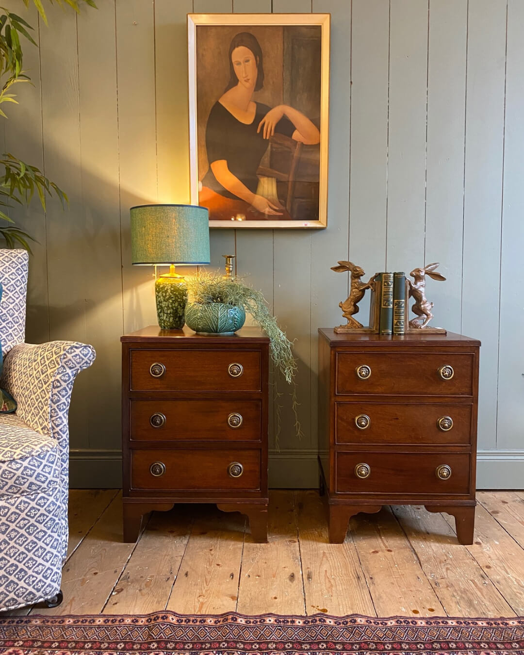 Pair of George lll style mahogany bedside chests