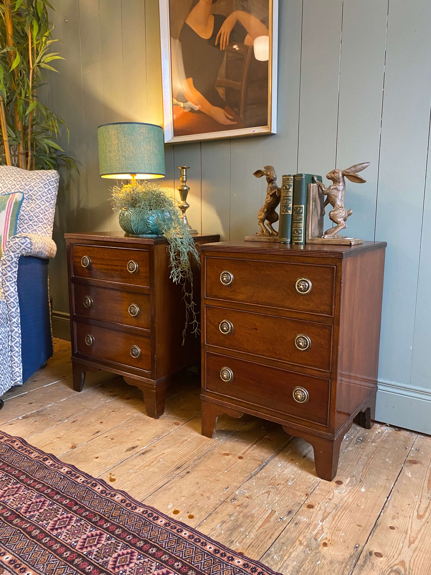 Pair of George lll style mahogany bedside chests