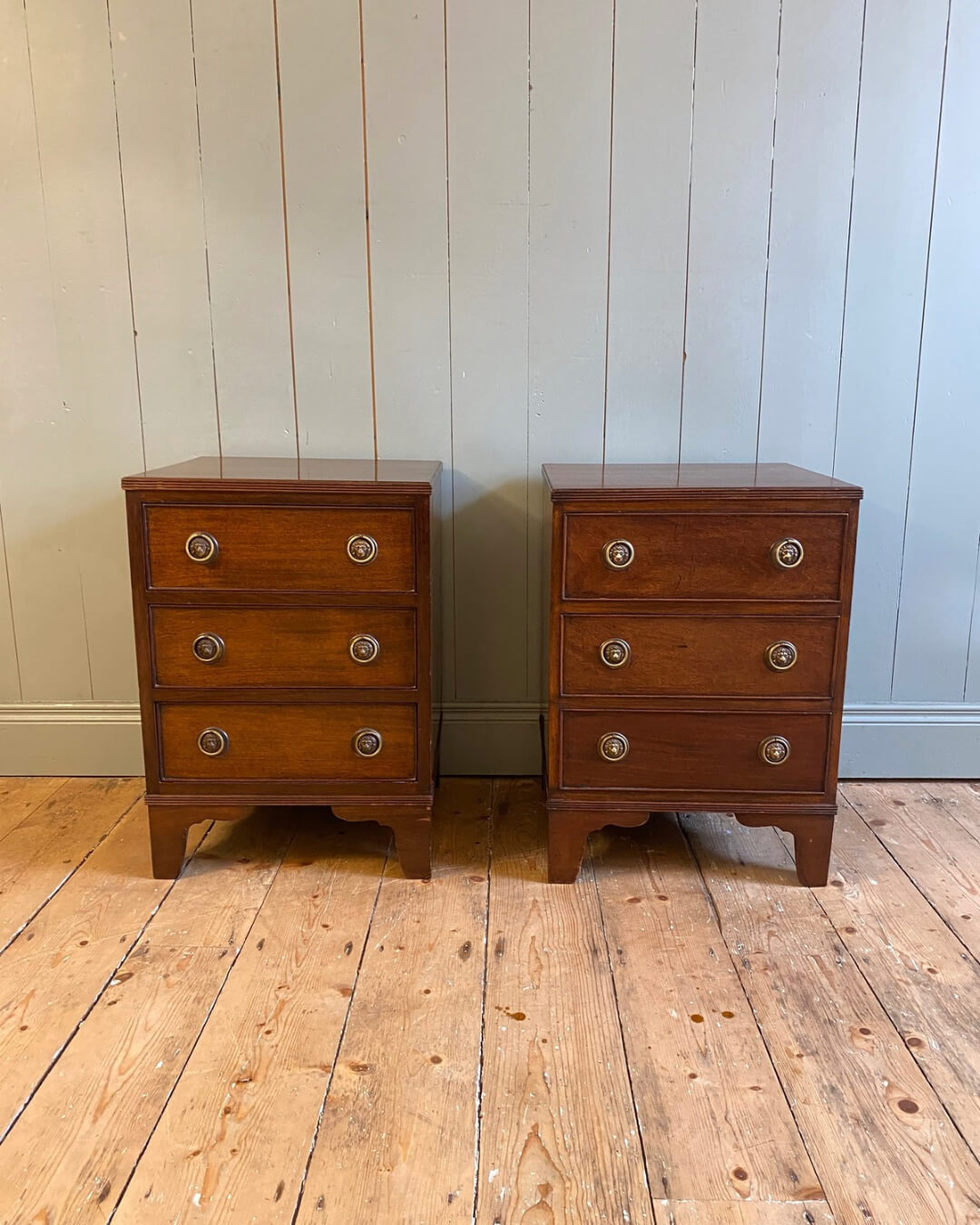 Pair of George lll style mahogany bedside chests
