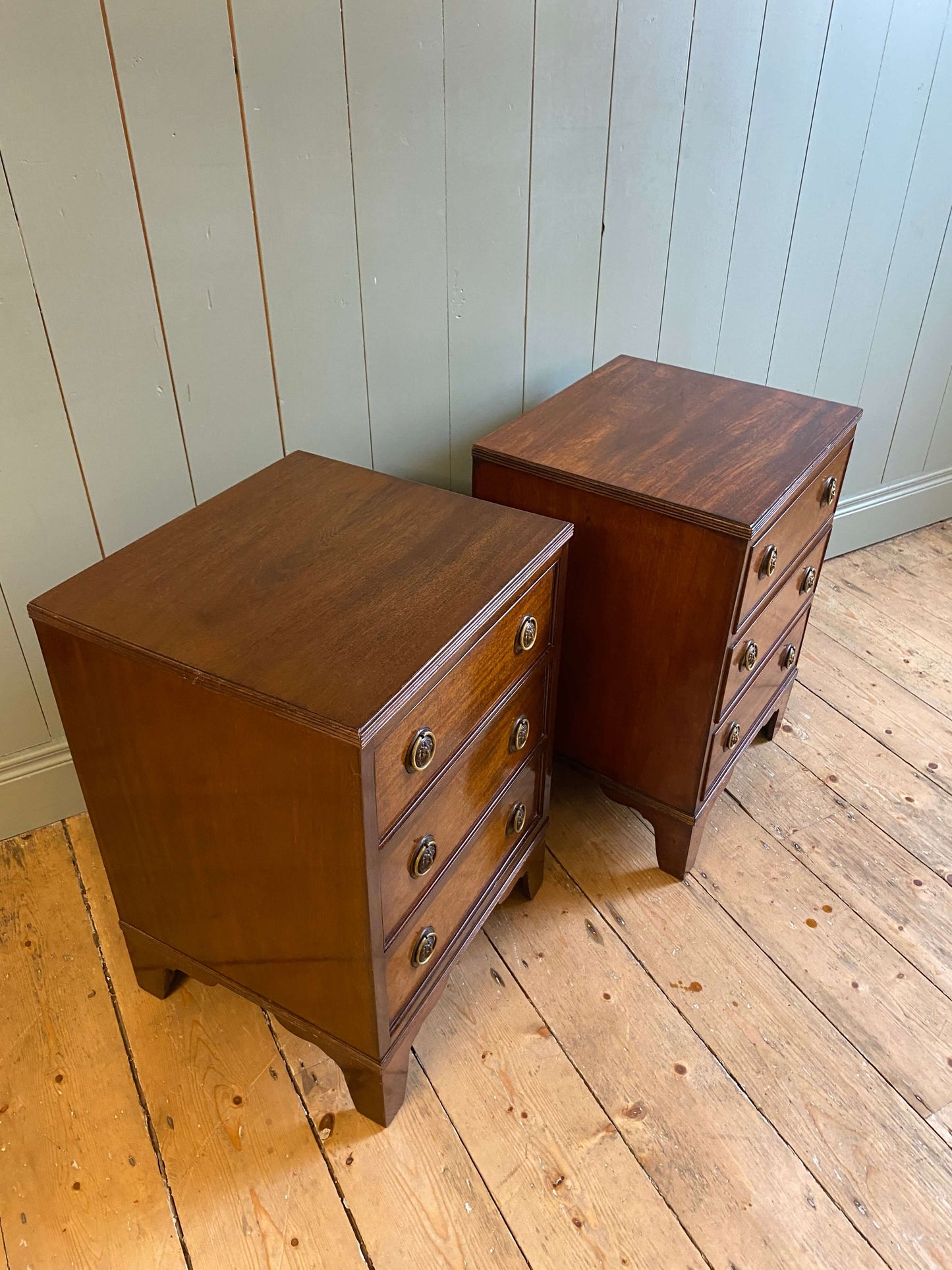 Pair of George lll style mahogany bedside chests