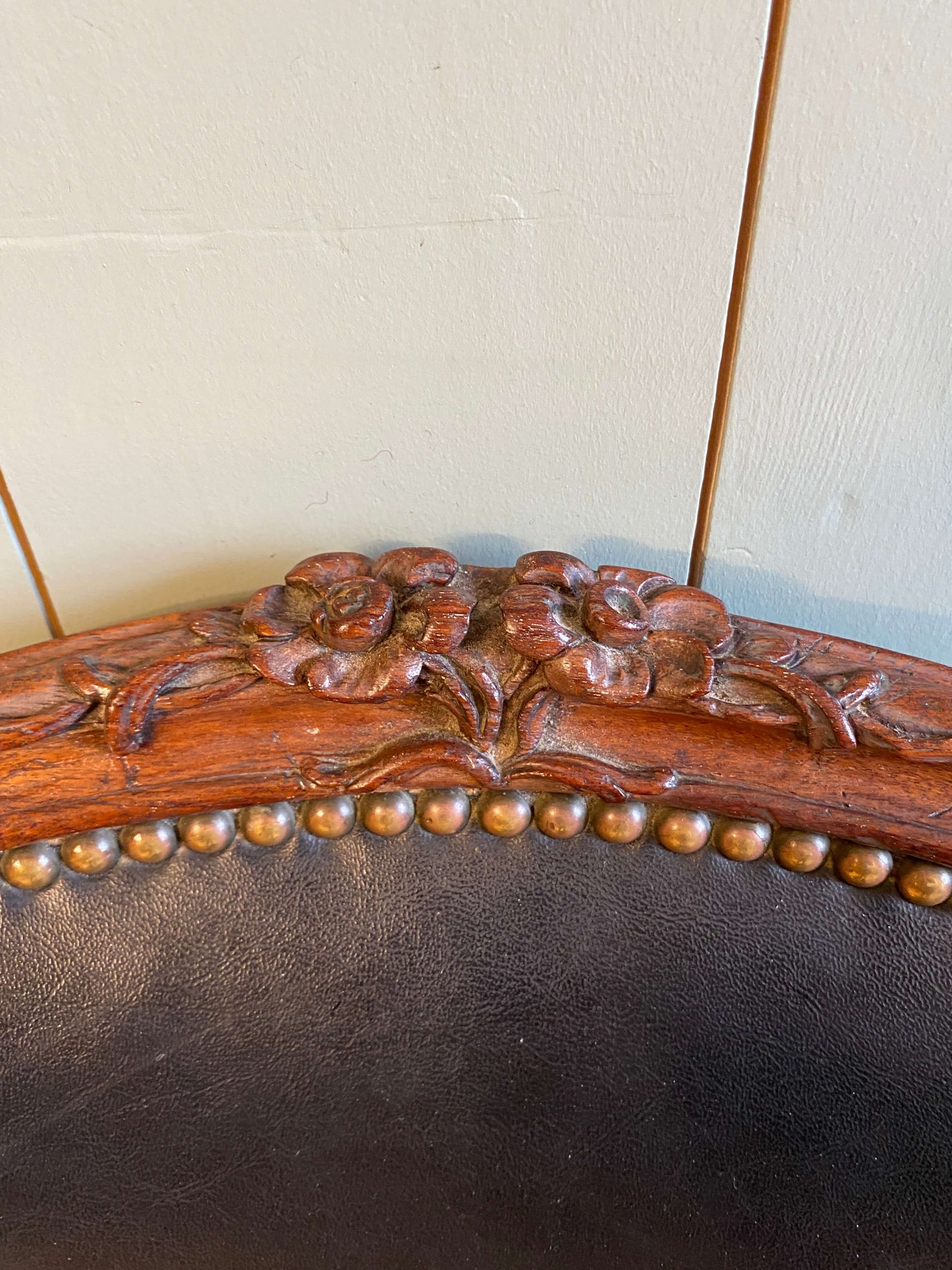 Pair Of Louis XV Style Walnut & Leather Side Chairs