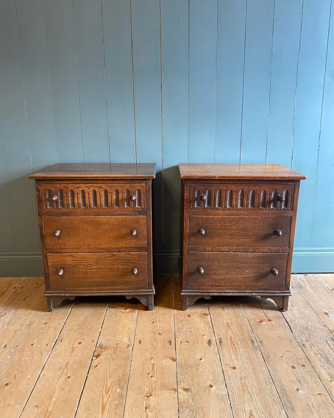 Pair of Mid 20th Century Small Oak Chests