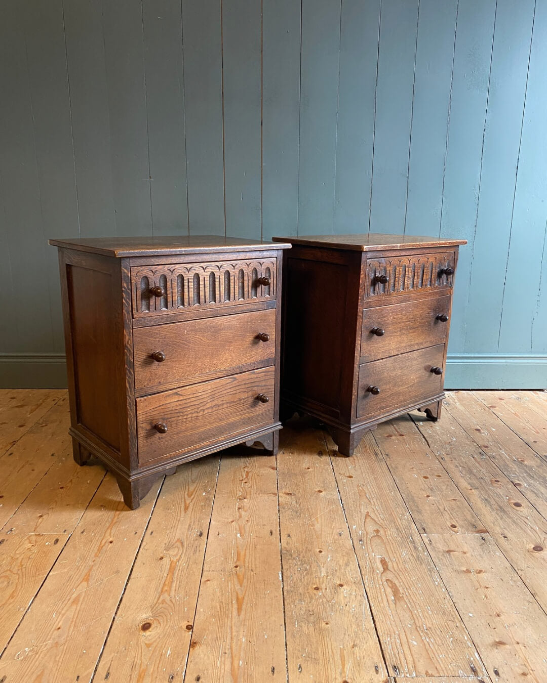 Pair of Mid 20th Century Small Oak Chests
