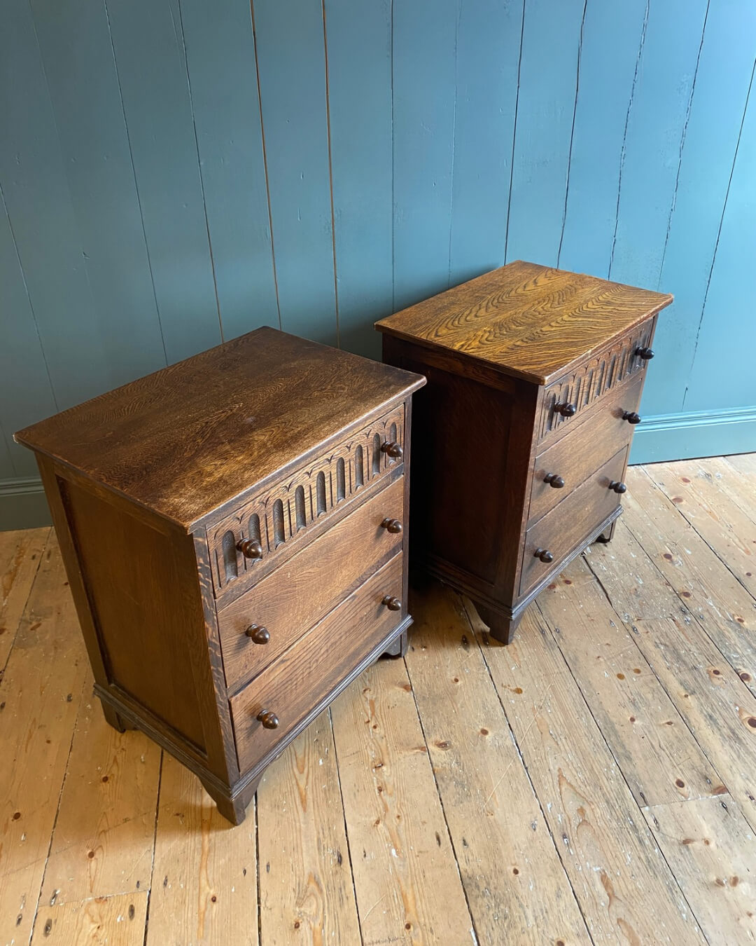 Pair of Mid 20th Century Small Oak Chests