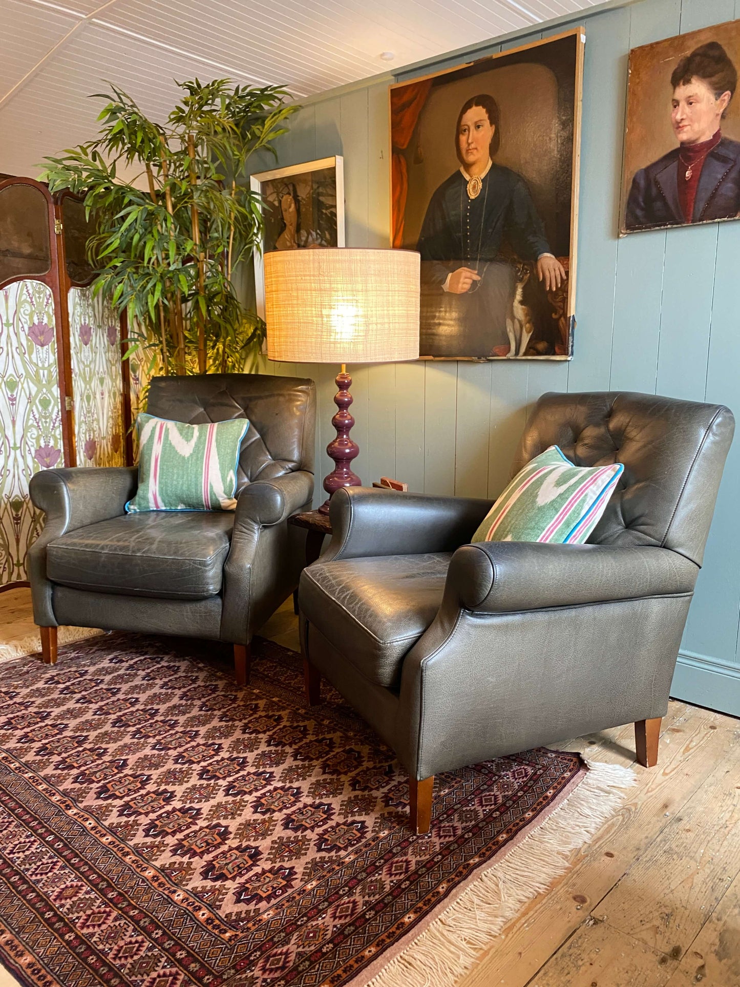 Pair of Vintage Leather Armchairs