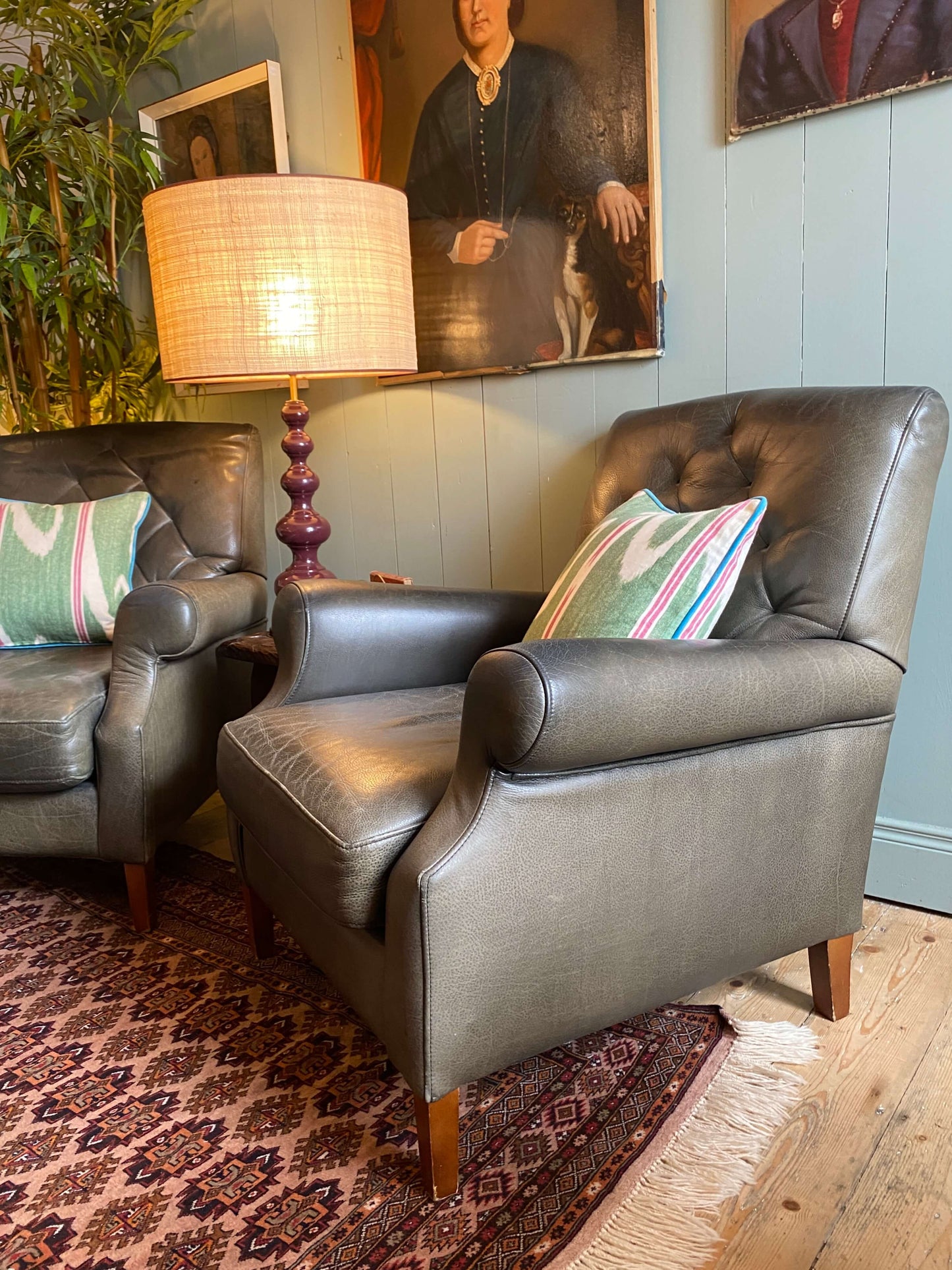 Pair of Vintage Leather Armchairs
