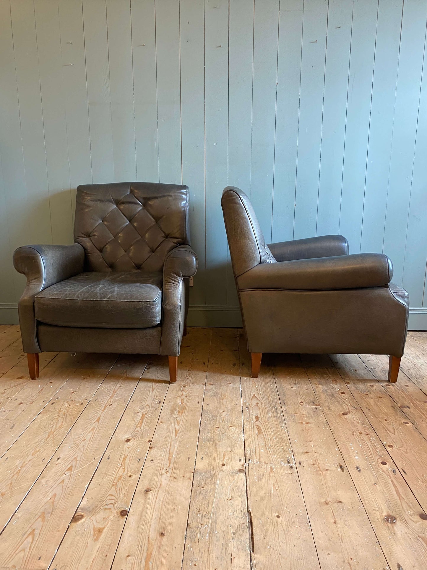 Pair of Vintage Leather Armchairs