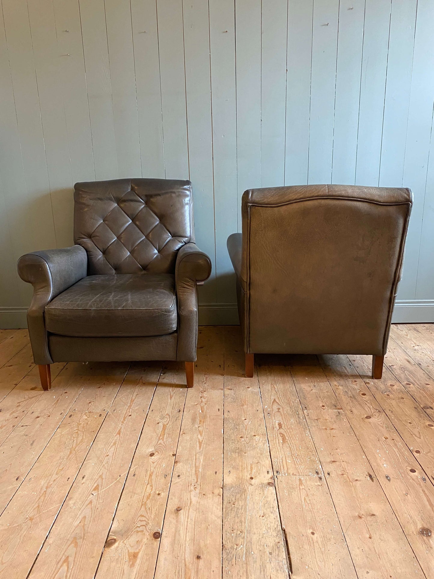 Pair of Vintage Leather Armchairs