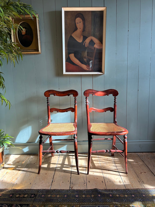 Pair of Victorian Mahogany & Cane Seat Chairs