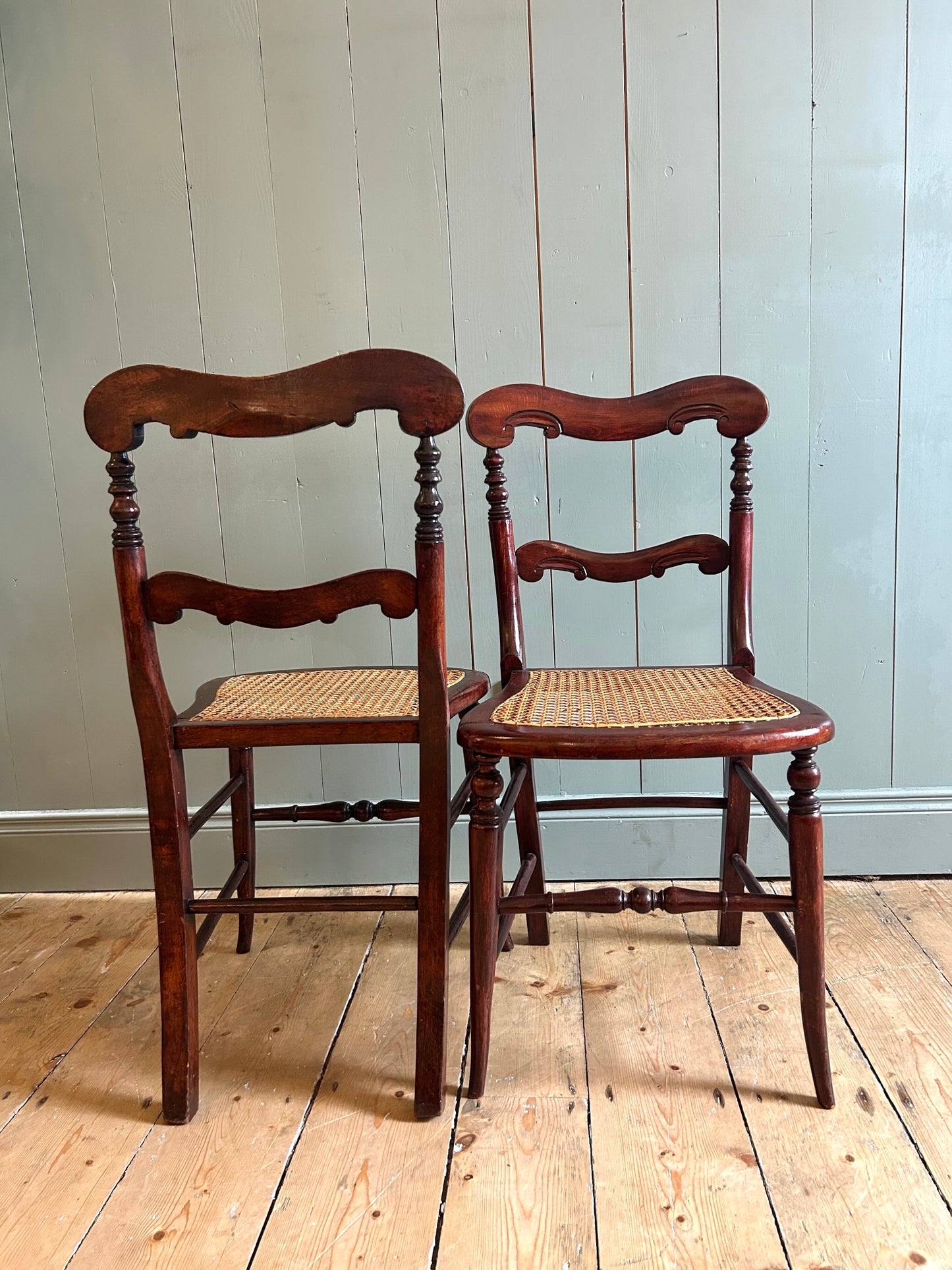 Pair of Victorian Mahogany & Cane Seat Chairs
