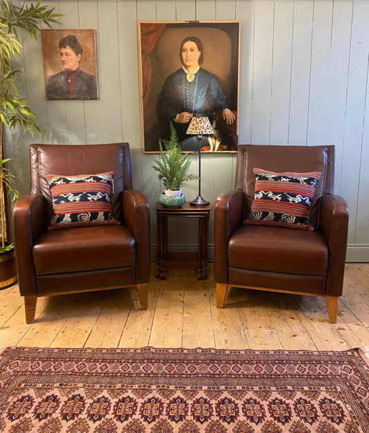 Pair of Vintage Leather Armchairs