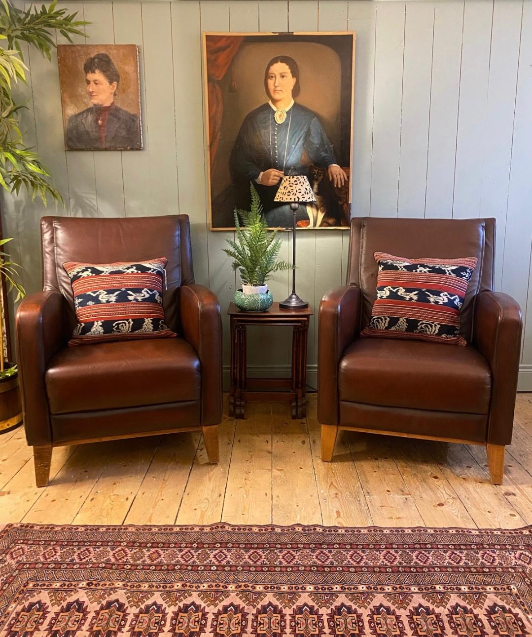 Pair of Vintage Leather Armchairs