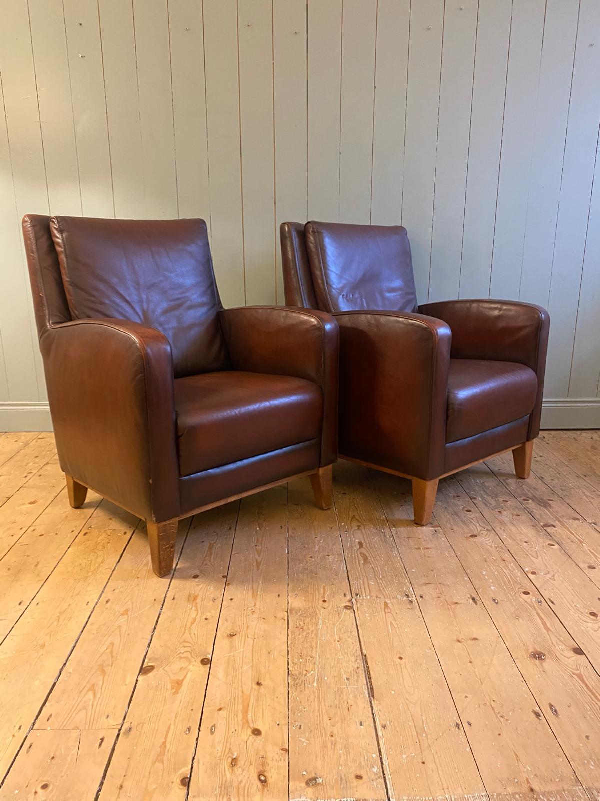 Pair of Vintage Leather Armchairs