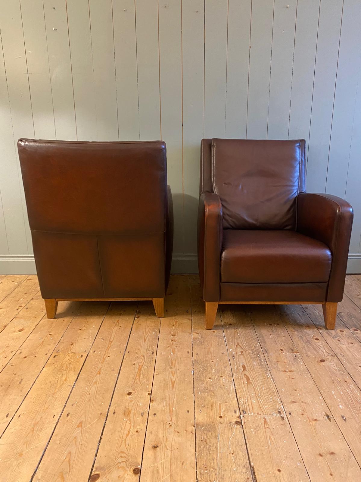 Pair of Vintage Leather Armchairs