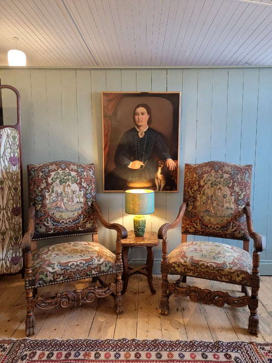 Pair of 19th Century Gainsborough Needle Point Armchairs