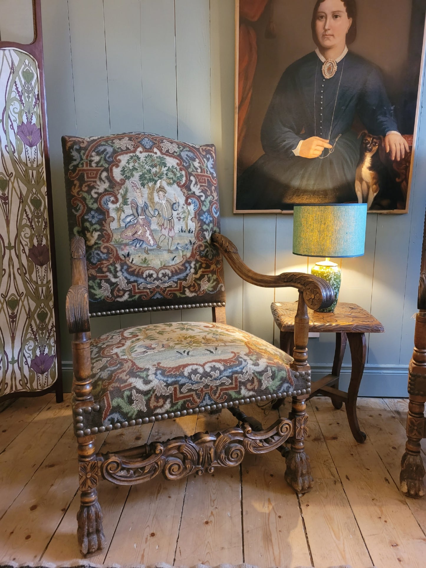 Pair of 19th Century Gainsborough Needle Point Armchairs