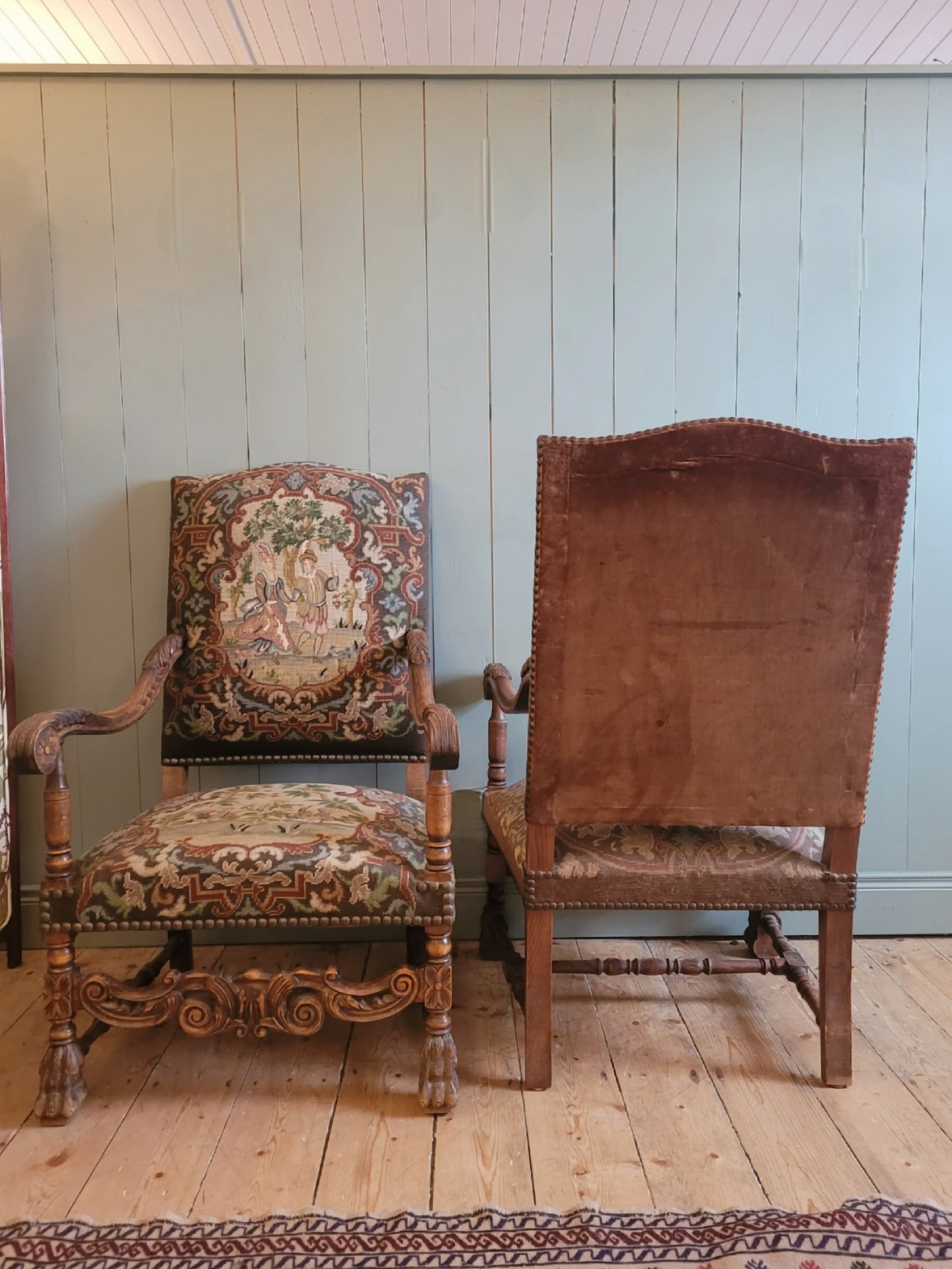Pair of 19th Century Gainsborough Needle Point Armchairs