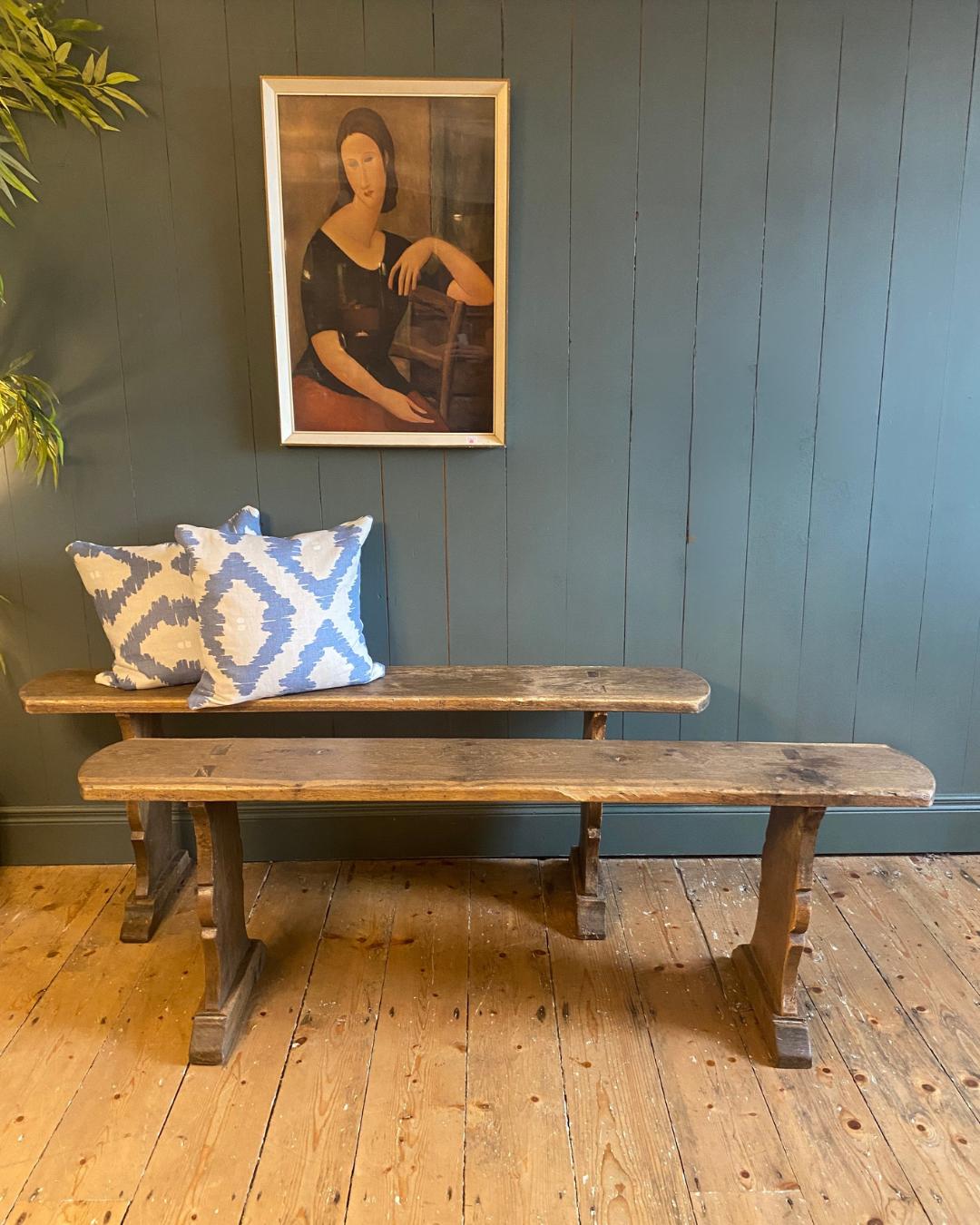 Pair of 19th Century Oak Farmhouse Benches