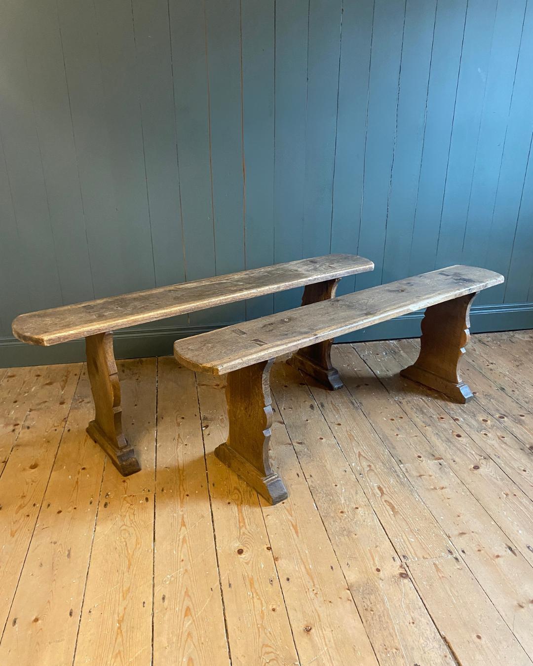 Pair of 19th Century Oak Farmhouse Benches