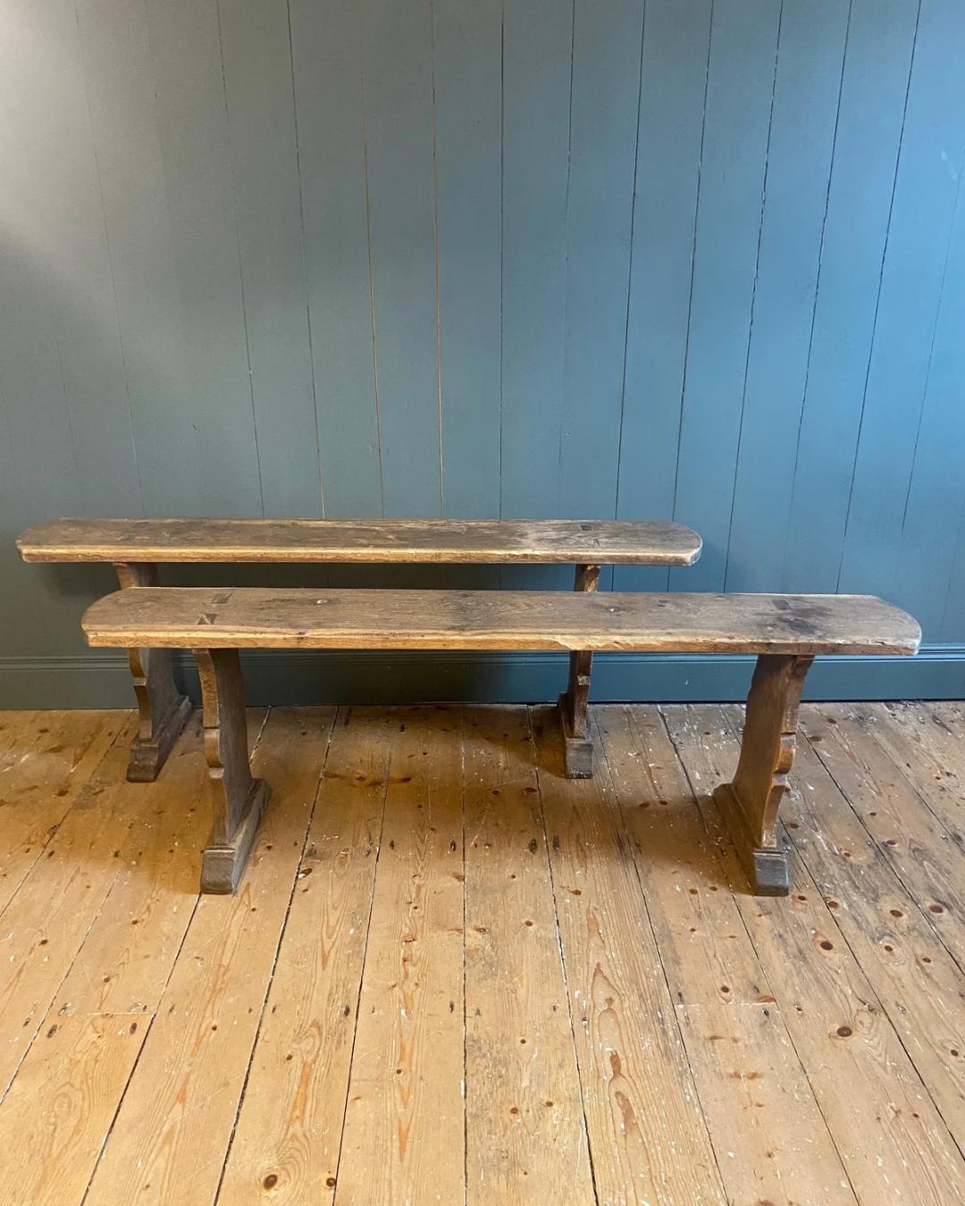 Pair of 19th Century Oak Farmhouse Benches