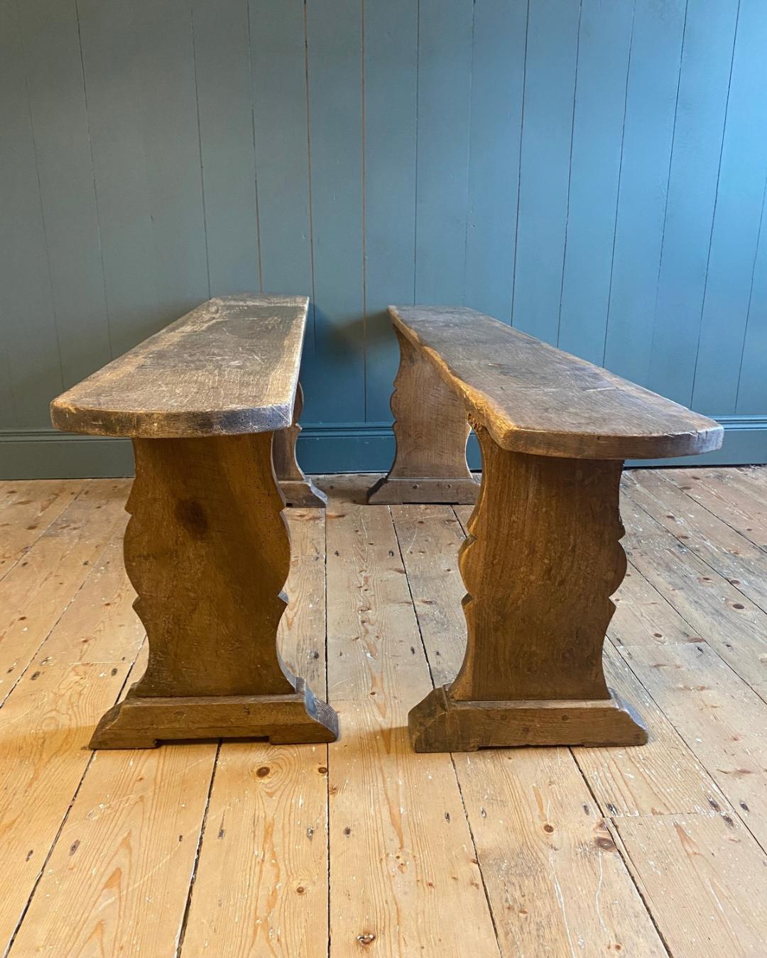 Pair of 19th Century Oak Farmhouse Benches