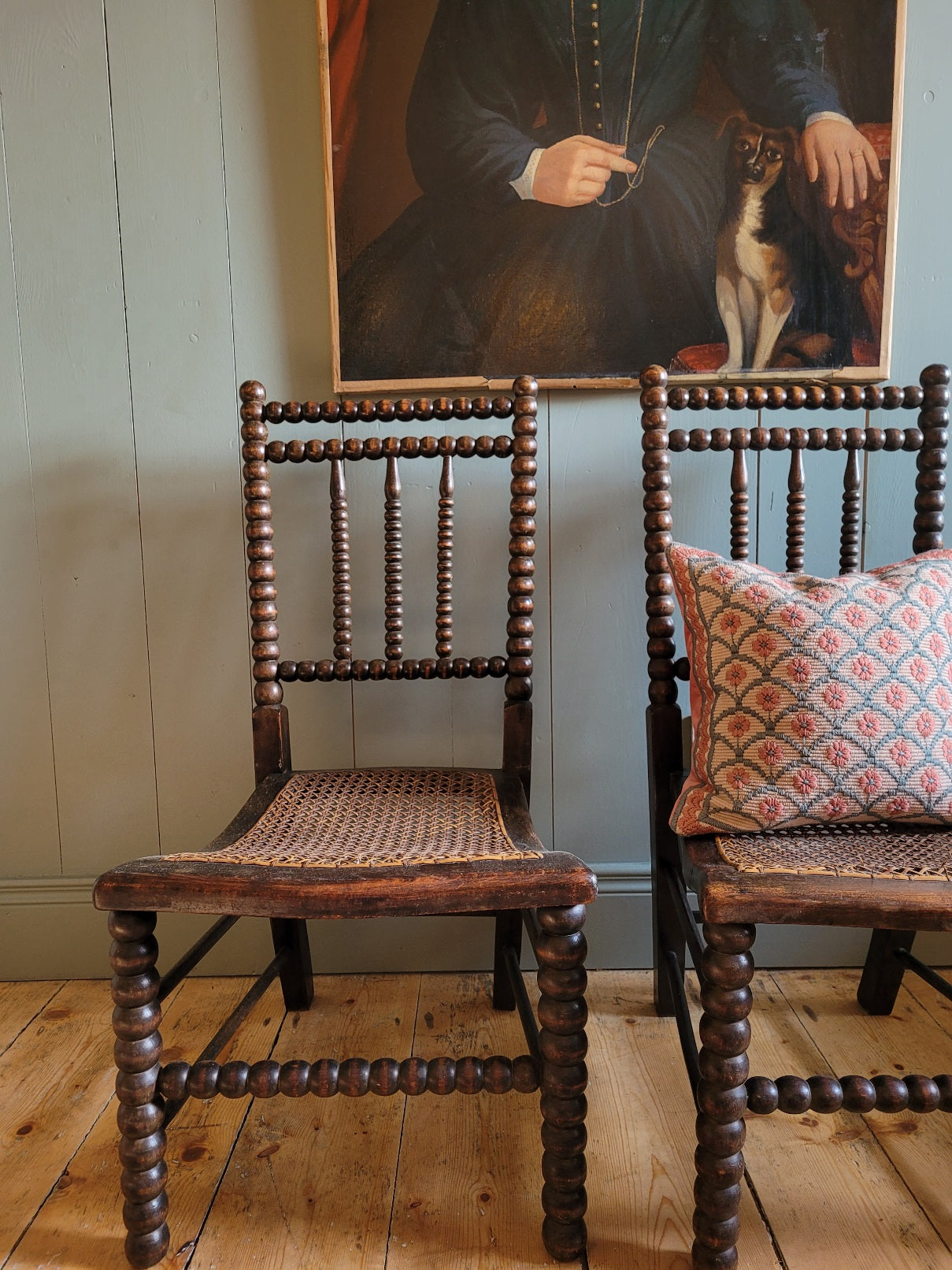 Pair of Arts & Crafts Bobbin Chairs