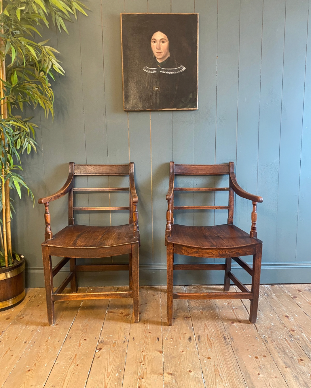 Pair of Georgian Oak Armchairs