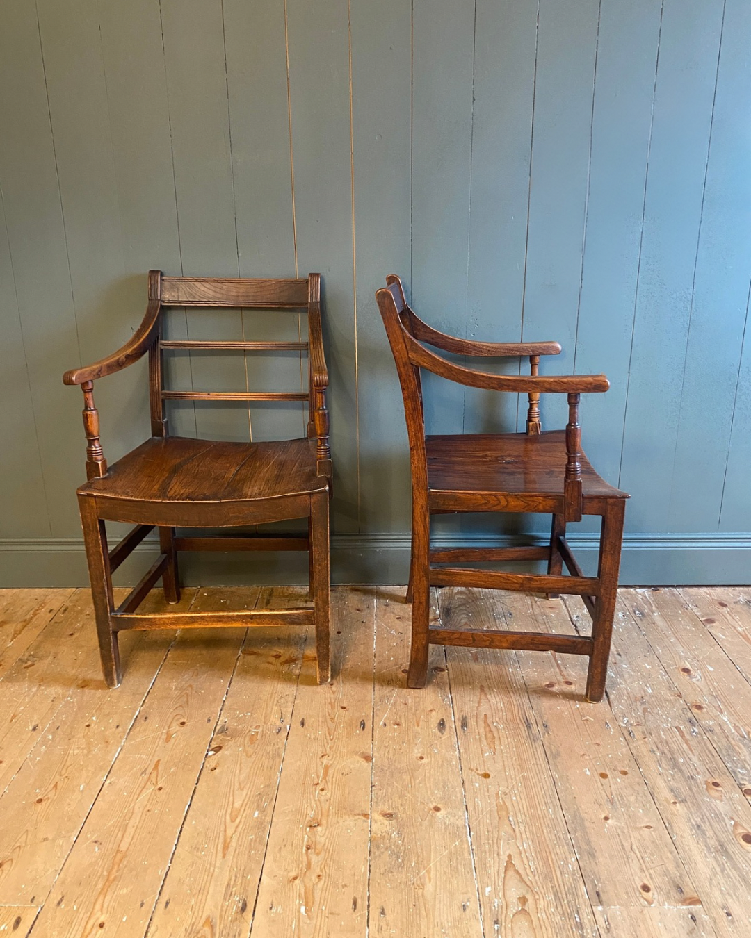 Pair of Georgian Oak Armchairs
