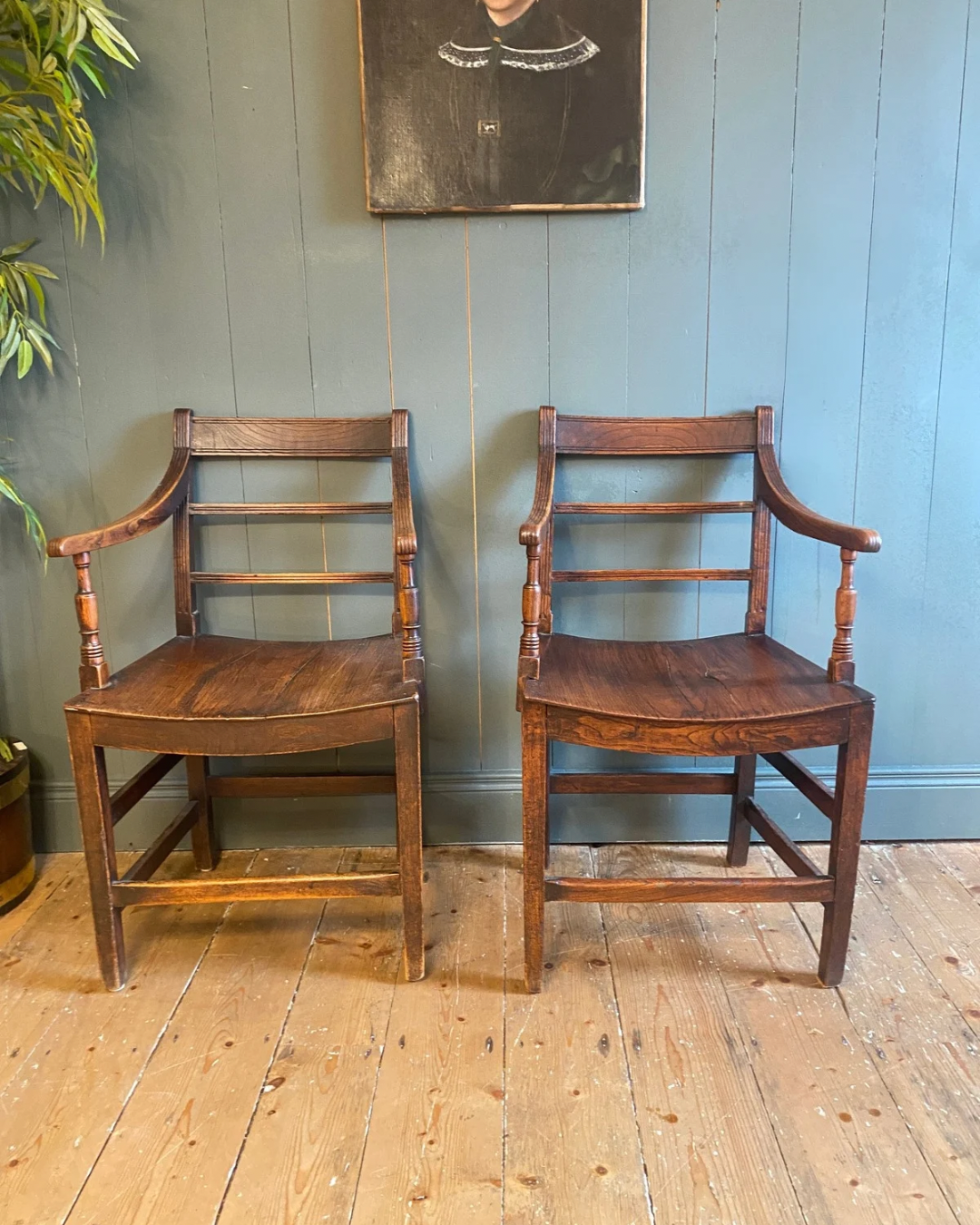 Pair of Georgian Oak Armchairs