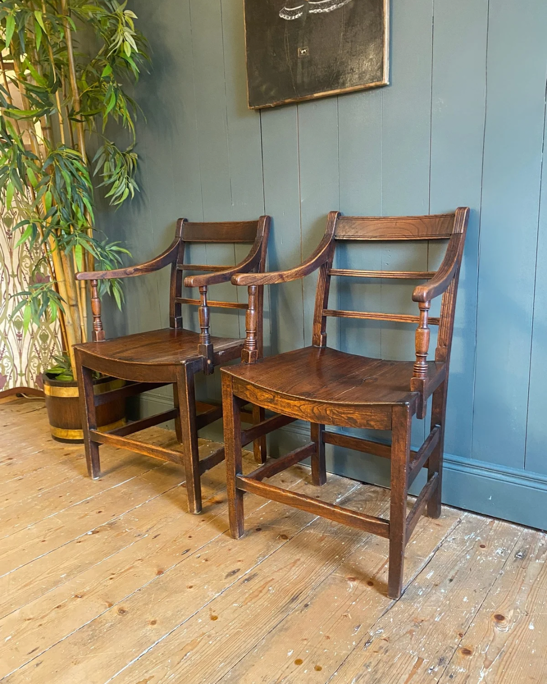 Pair of Georgian Oak Armchairs