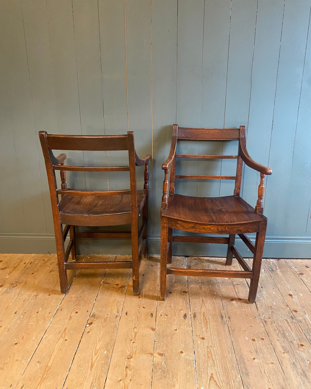 Pair of Georgian Oak Armchairs