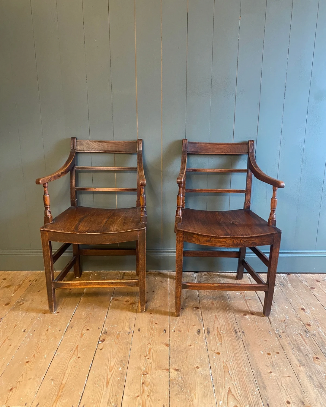 Pair of Georgian Oak Armchairs