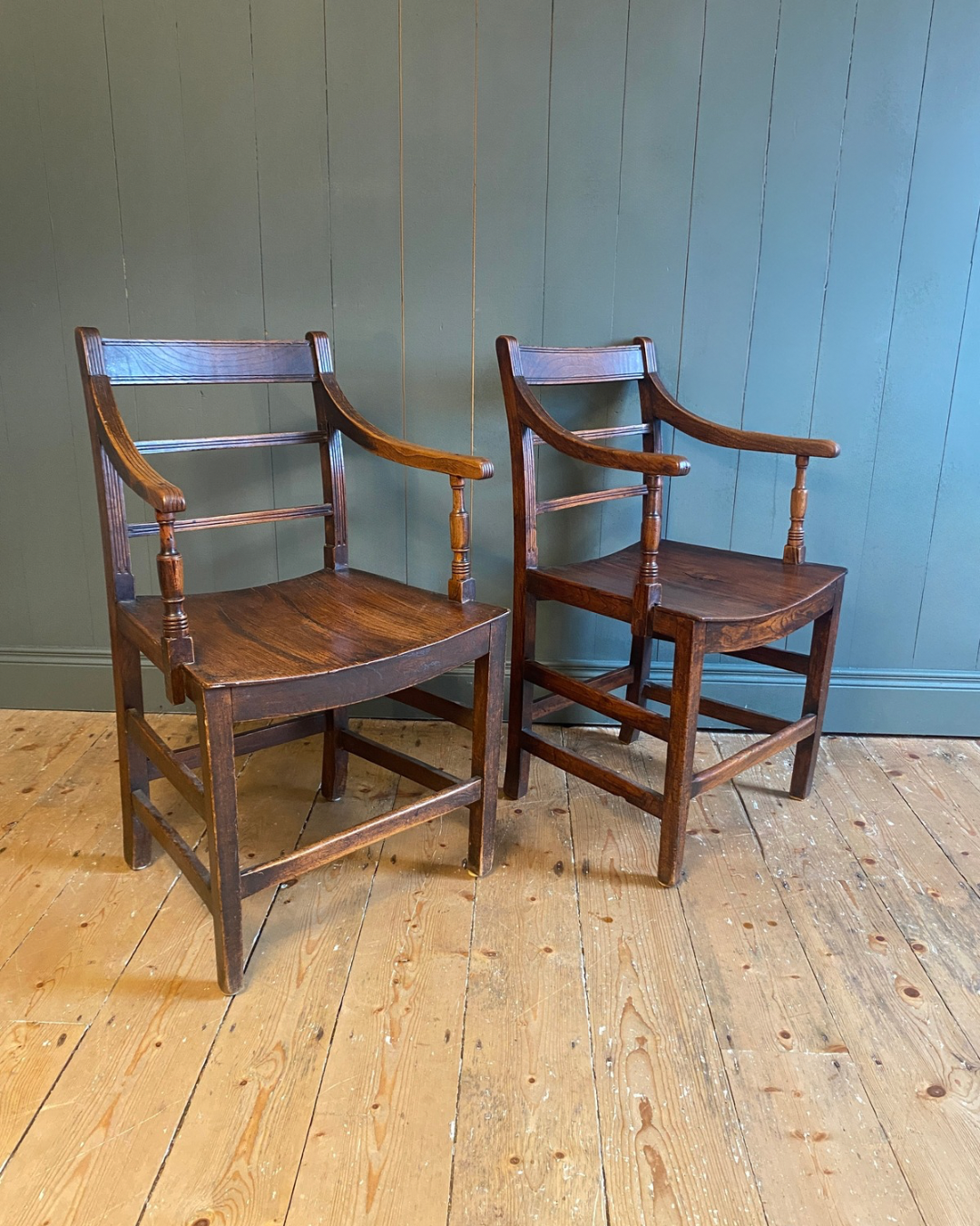 Pair of Georgian Oak Armchairs