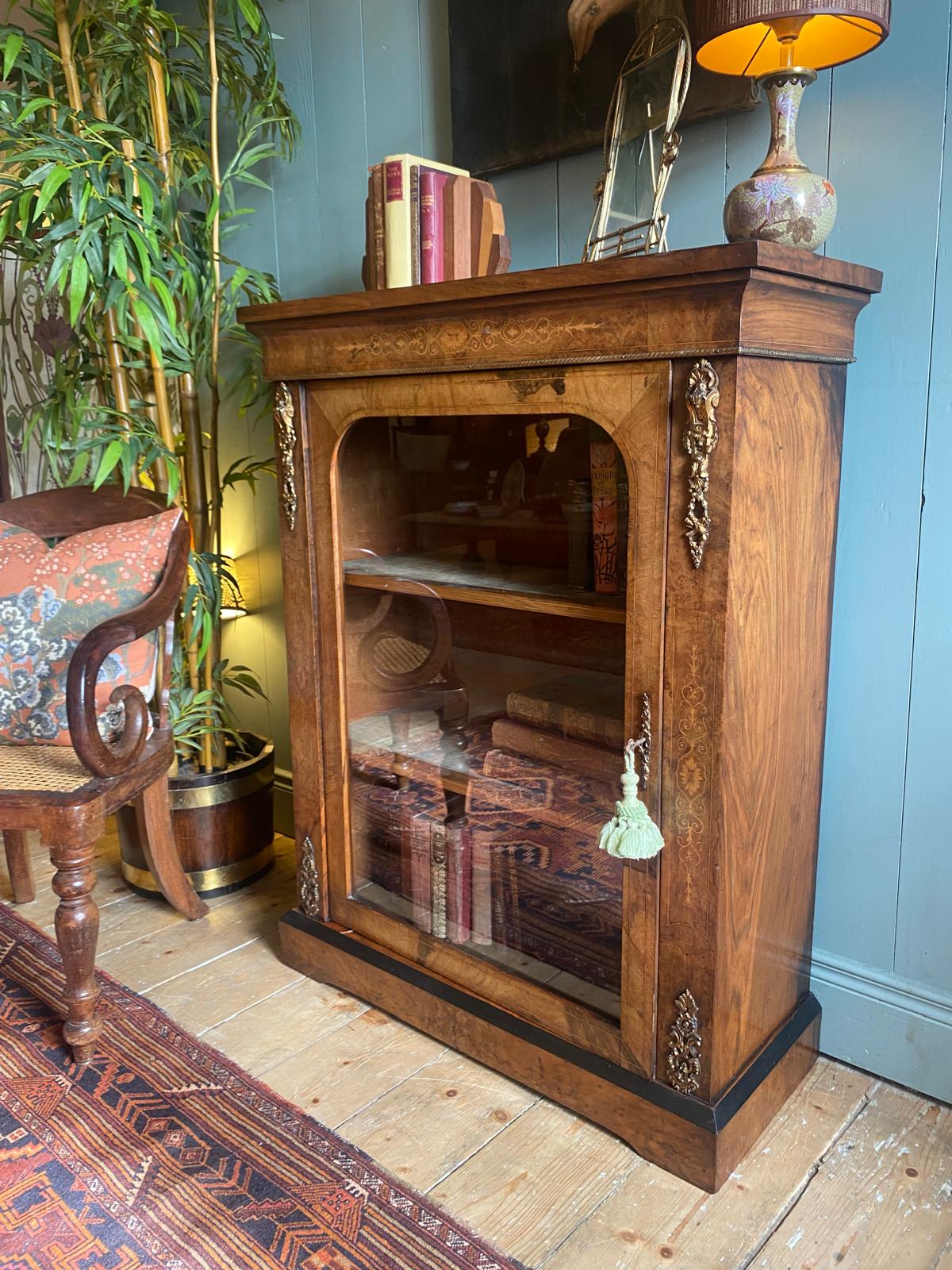 Victorian Burr Walnut Pier Cabinet c.1870