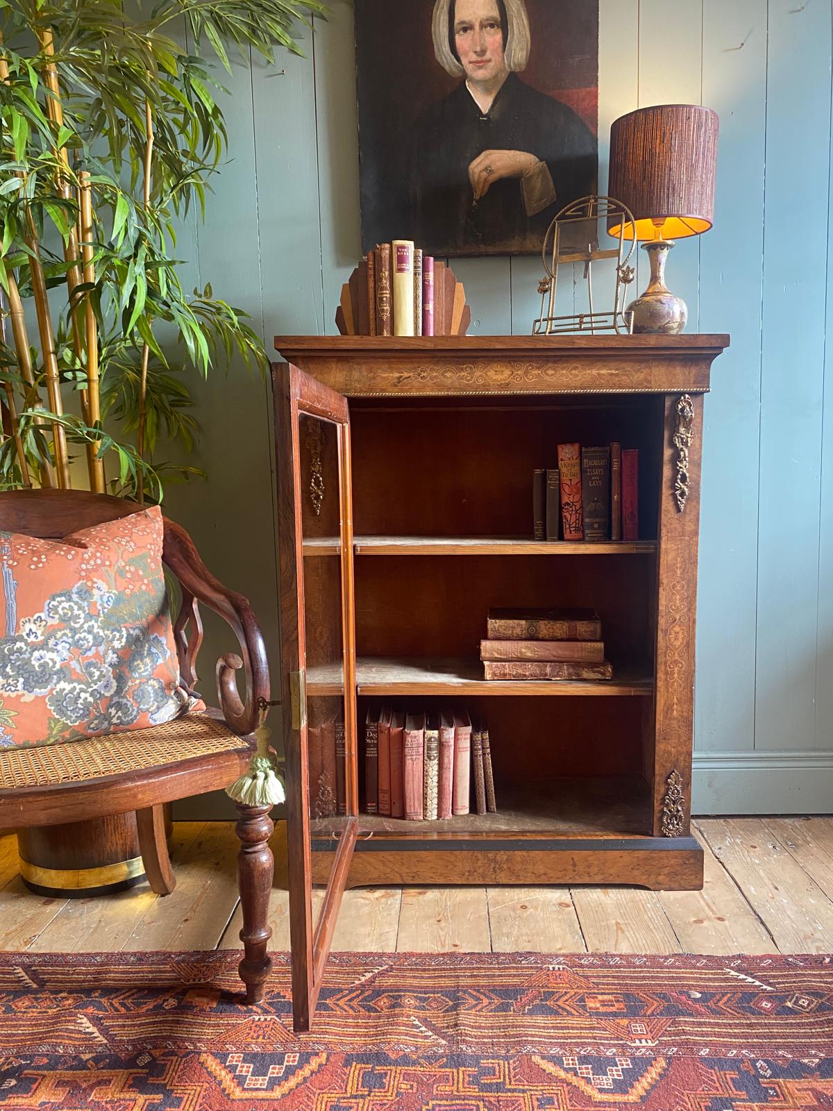 Victorian Burr Walnut Pier Cabinet c.1870