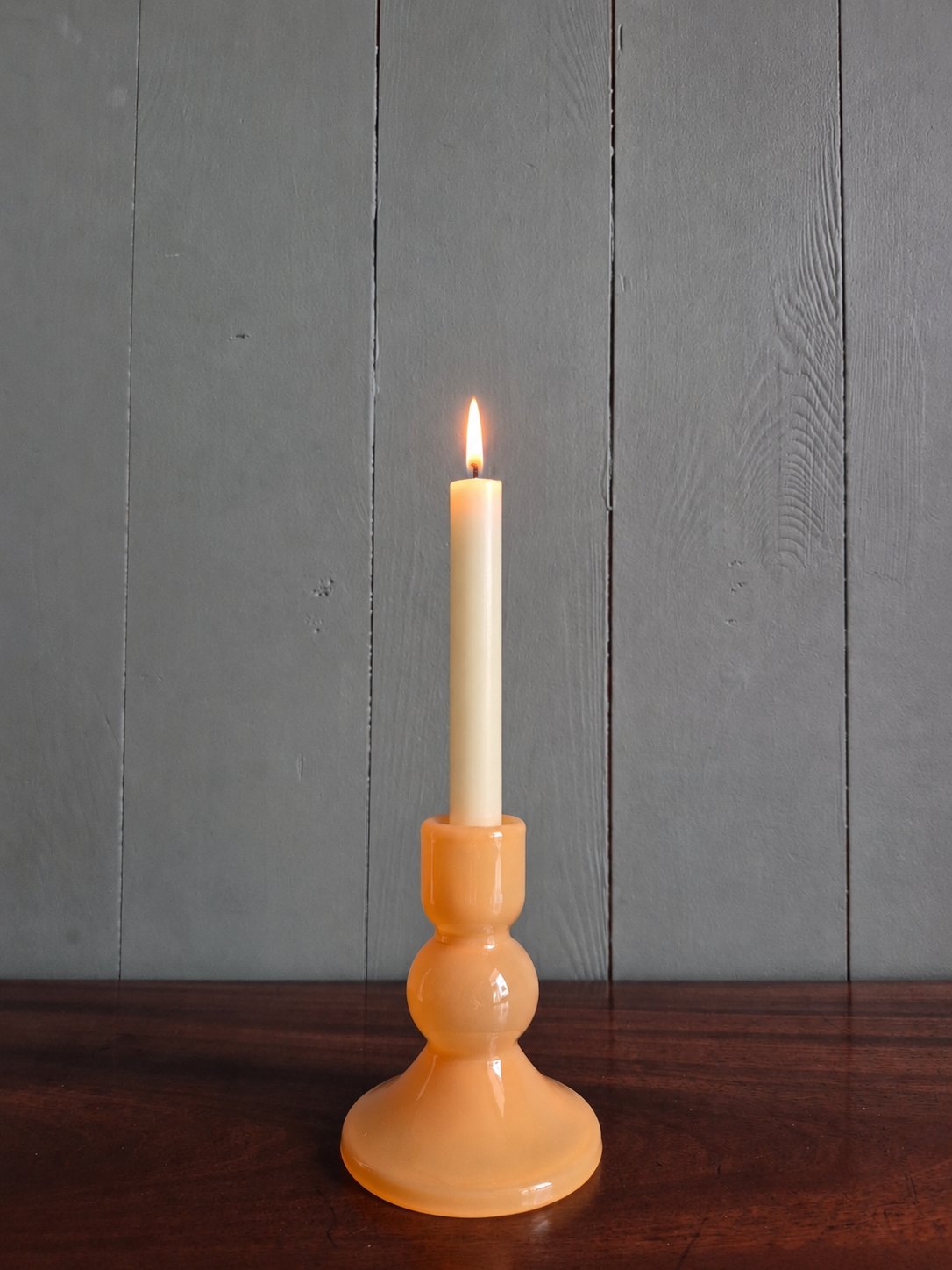 Pumpkin Glass Bobbin Candle Holder