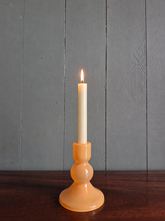Pumpkin Glass Bobbin Candle Holder