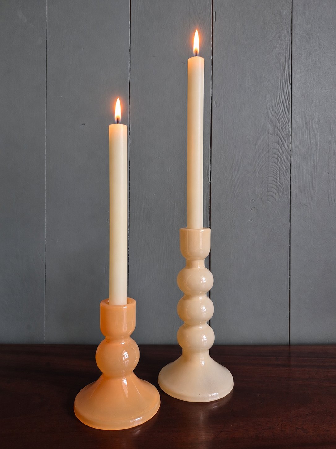 Pumpkin Glass Bobbin Candle Holder
