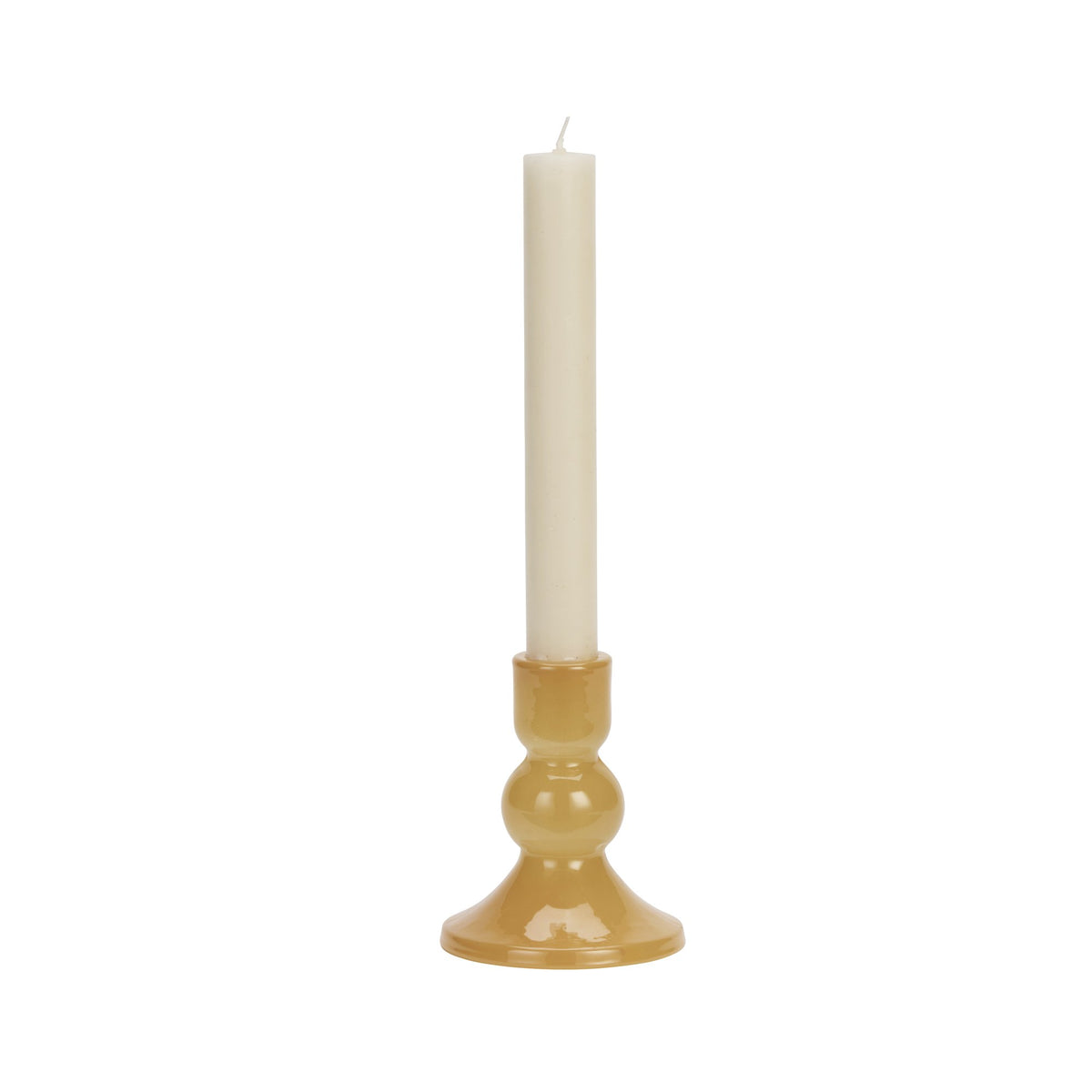 Pumpkin Glass Bobbin Candle Holder 11cm