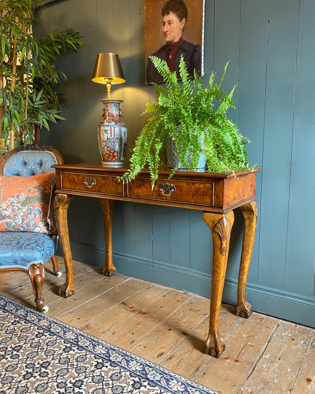 Queen Anne Style Walnut Console Table