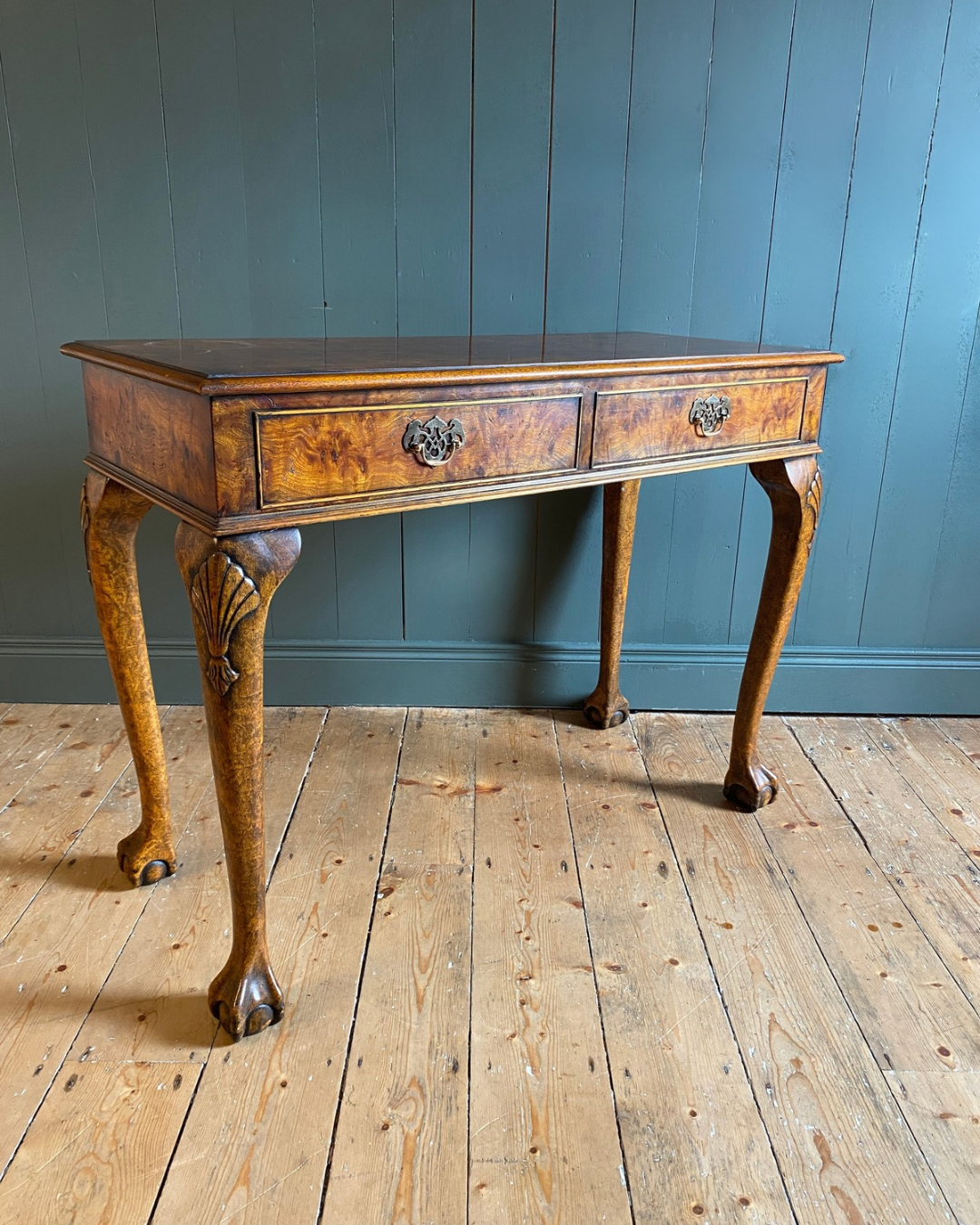 Queen Anne Style Walnut Console Table