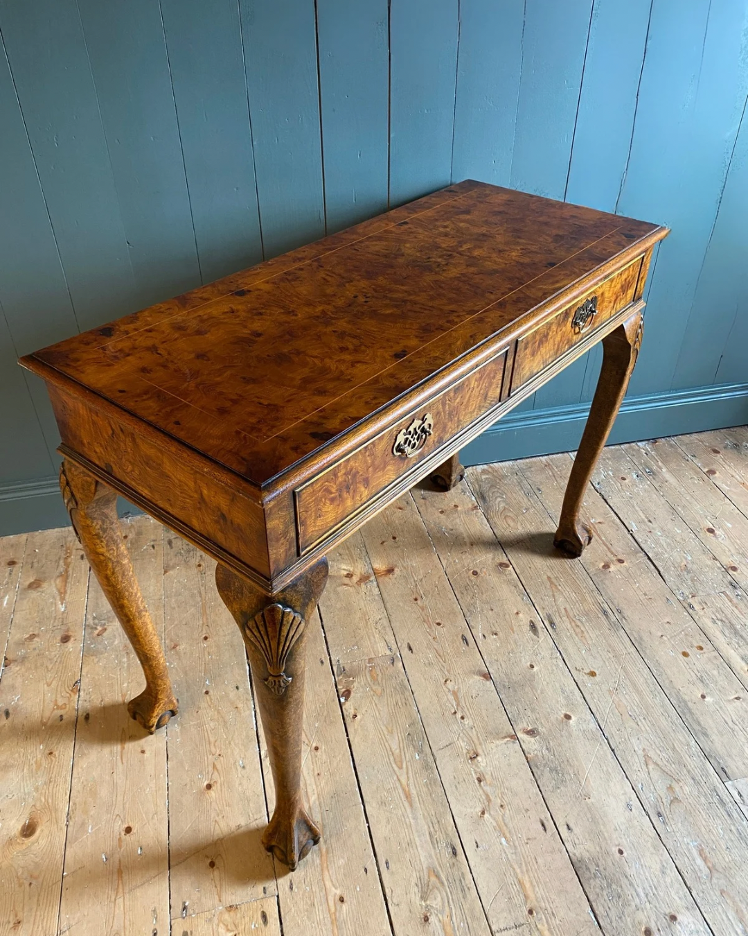 Queen Anne Style Walnut Console Table