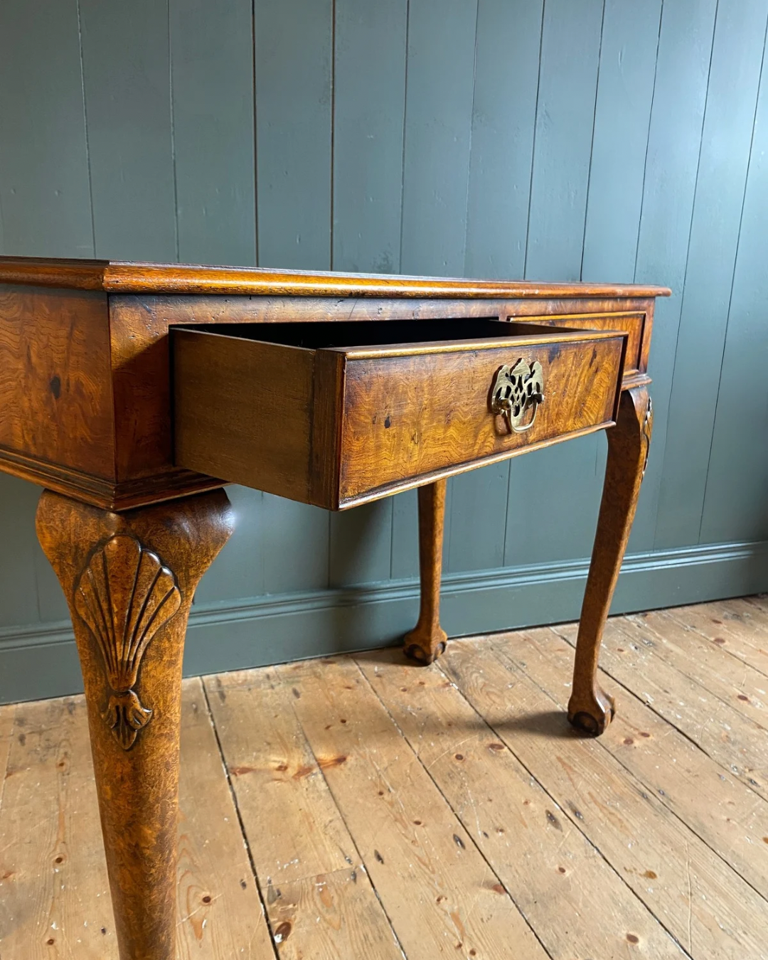 Queen Anne Style Walnut Console Table