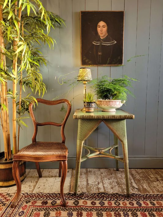 Rattan Glass Top Side Table