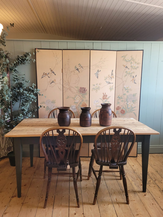 Reclaimed Pine Top Tapered Leg Dining Table