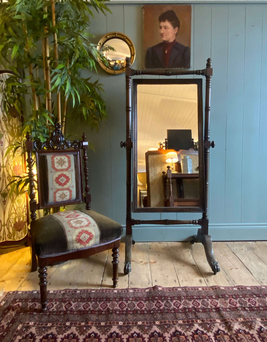 Regency Cheval Mirror With Claw Feet