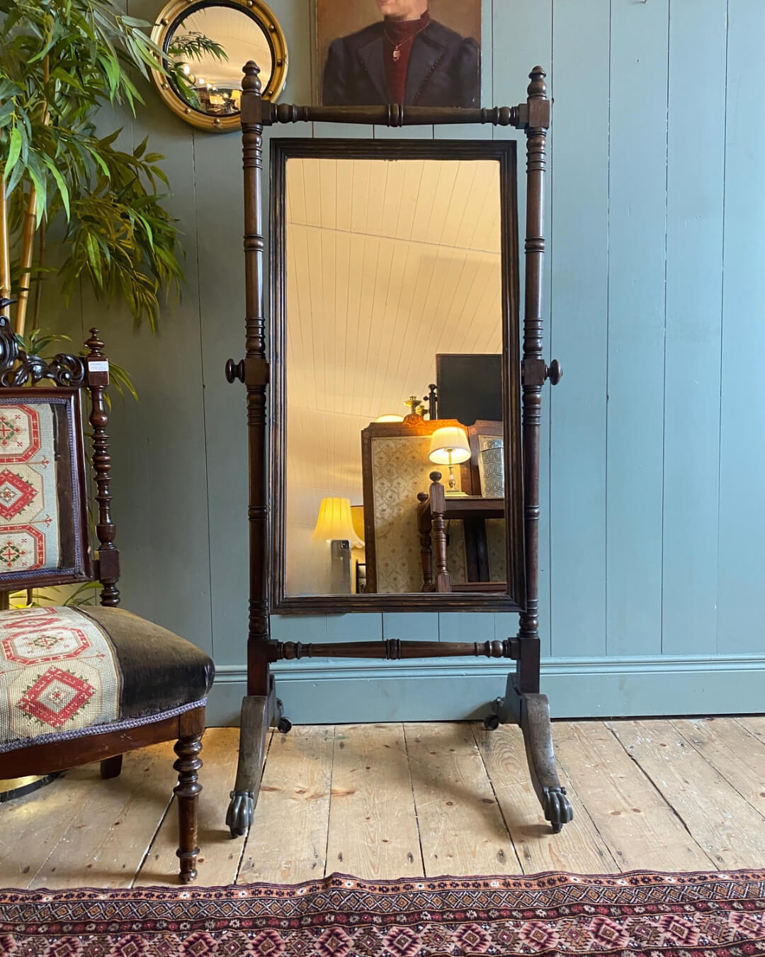 Regency Cheval Mirror With Claw Feet